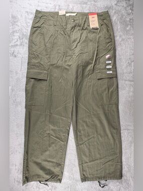 Levis 94 Baggy Cargo Pants Womens 32 32x30 Army Green Utility Loose Wide Leg NWT